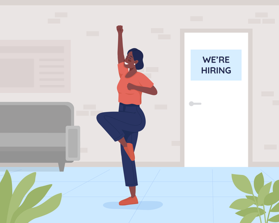 Excited new employee Accepted for work position Illustration