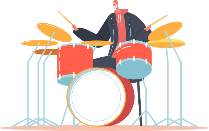 Excited Senior Drummer  Illustration