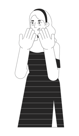 Excited shy caucasian young woman  Illustration