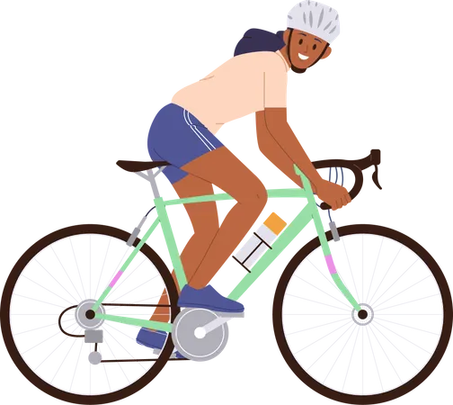 Excited Sportive Woman Cartoon Character Riding Bicycle Participating In Final Sprint Finishing Race Vector Illustration Isolated On White Young Female Cyclist Enjoying Active Lifestyle Sports Hobby Illustration