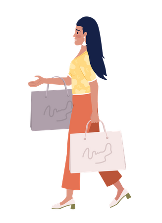Excited stylish lady with shopping packages Illustration