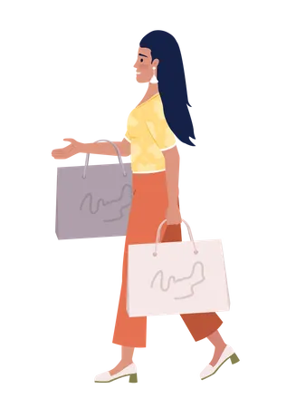 Excited stylish lady with shopping packages Illustration