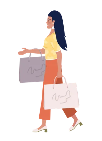 Excited stylish lady with shopping packages  Illustration