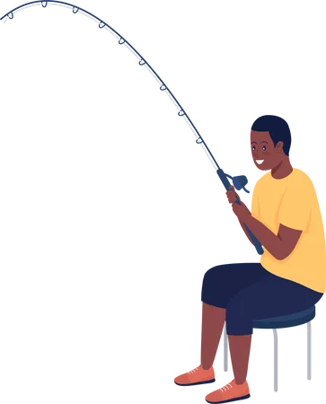 Excited teenage fisherman  Illustration