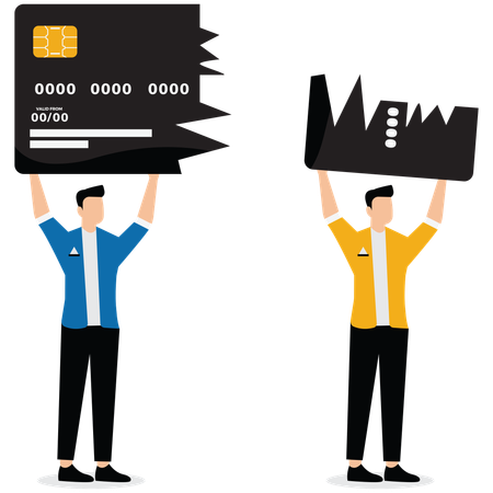 Excited Traders Cheer and Shatter Credit Cards  Illustration