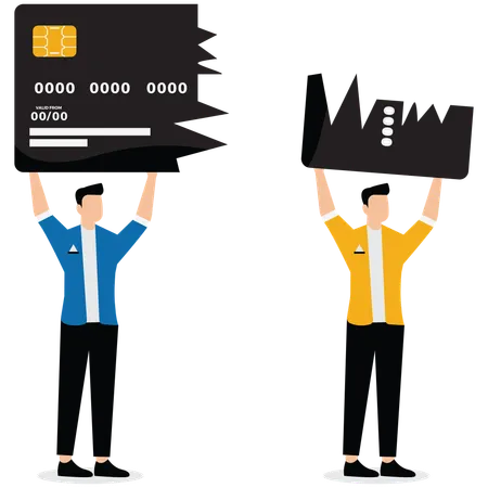 Excited Traders Cheer and Shatter Credit Cards  Illustration