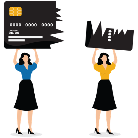 Excited Traders Cheer and Shatter Credit Cards  Illustration