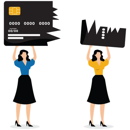 Excited Traders Cheer and Shatter Credit Cards  Illustration