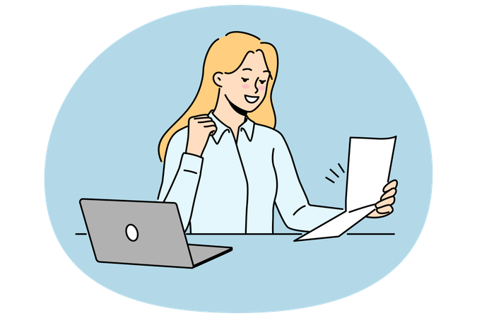 Excited woman read good news in letter  Illustration