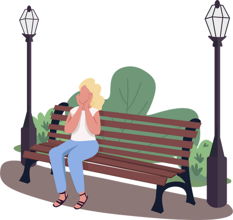 Excited woman visiting park Illustration