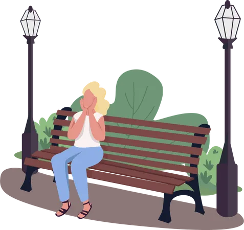 Excited woman visiting park Illustration