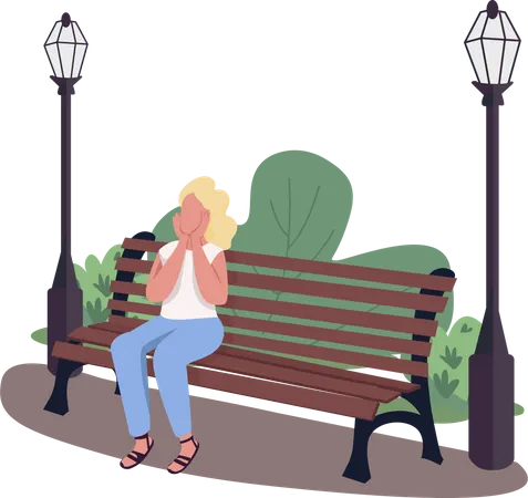 Excited woman visiting park  Illustration