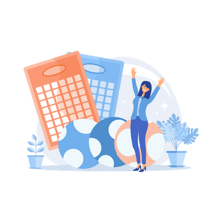Excited woman won jackpot  イラスト