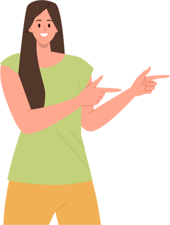 Excited young woman showing something  Illustration