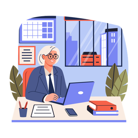 Executive Assistant working at office  Illustration