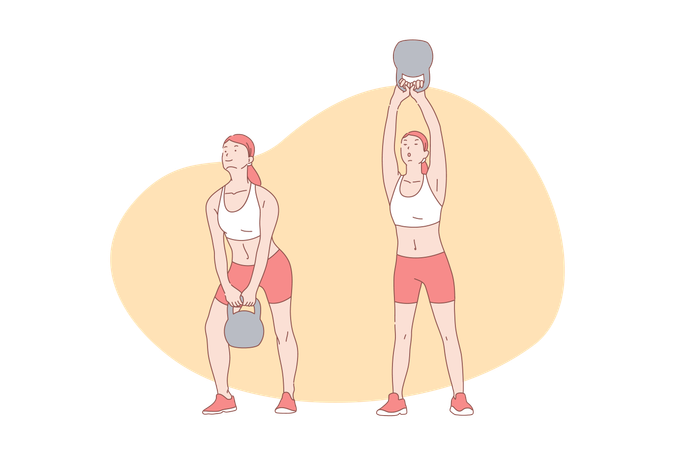 Exercice de gym avec équipement  Illustration