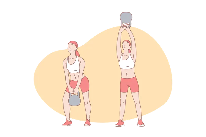 Exercice de gym avec équipement  Illustration