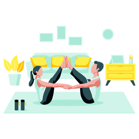 Exercice de yoga en couple  Illustration