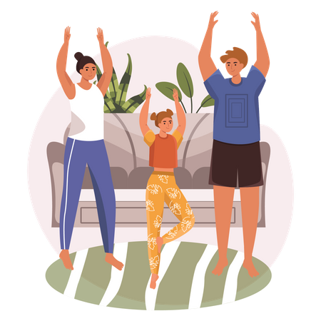 Famille faisant de l'exercice  Illustration