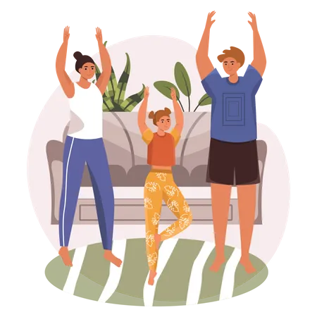 Famille faisant de l'exercice  Illustration