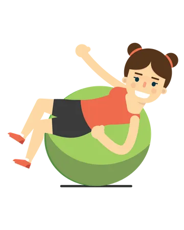 Exercice d'enfant féminin avec ballon de gymnastique  Illustration