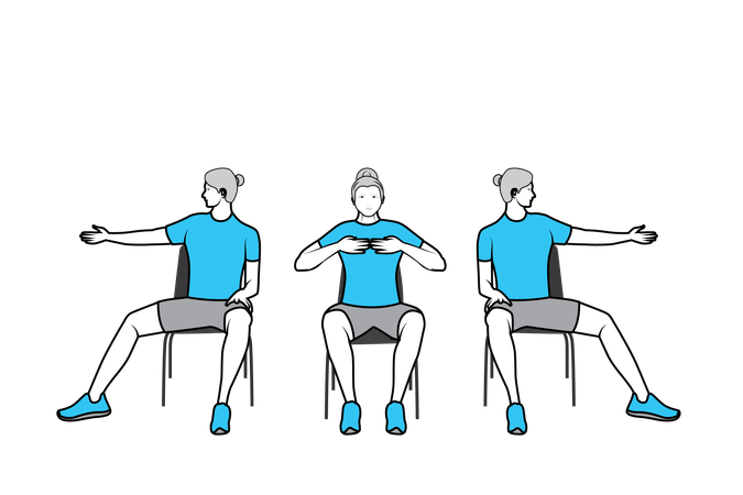 Exercice sur chaise effectué par l'entraîneur  Illustration