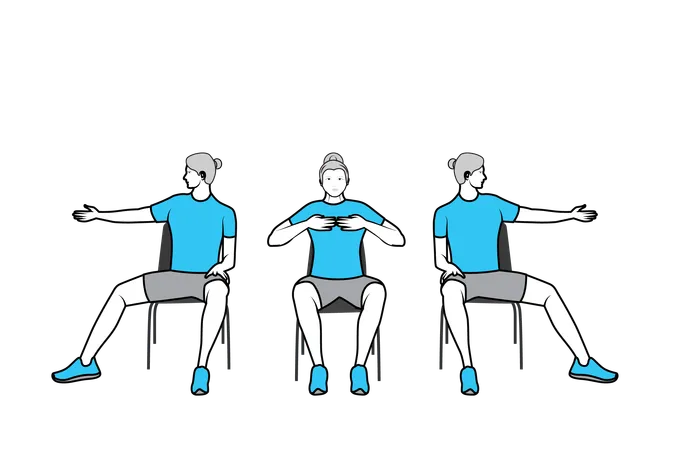 Exercício de cadeira realizado pelo treinador  Ilustração