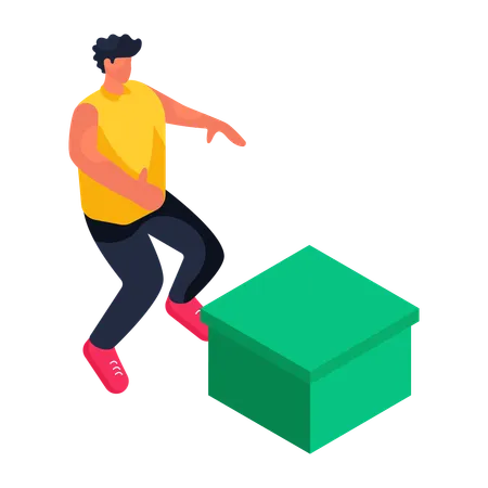 Exercício masculino de agachamento e salto  Ilustração