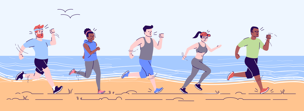 Exercício físico na praia  Ilustração