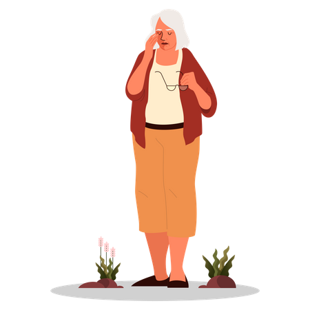 Exhausted Aged Woman  Illustration