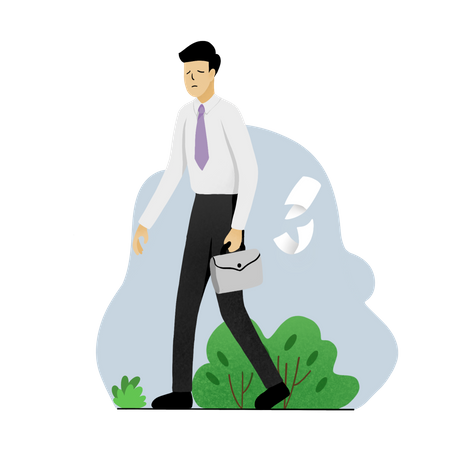 Exhausted businessman going home  Illustration