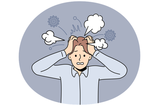 Exhausted businessman suffer from nervous breakdown  Illustration