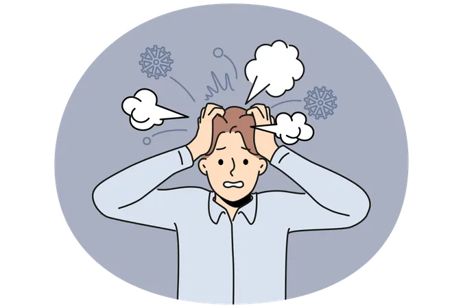 Exhausted businessman suffer from nervous breakdown  Illustration
