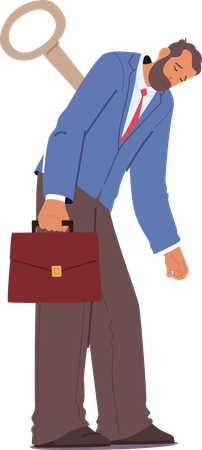 Exhausted Businessman with briefcase  Illustration