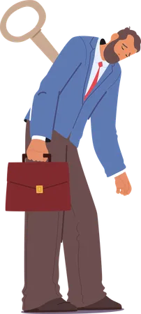 Exhausted Businessman with briefcase  Illustration