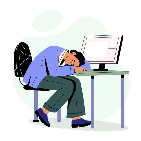 Exhausted employee due to workload  Illustration