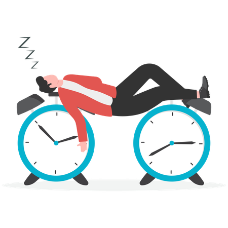 Exhausted employee unable to catch business deadlines  Illustration