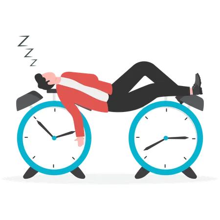 Exhausted employee unable to catch business deadlines  Illustration