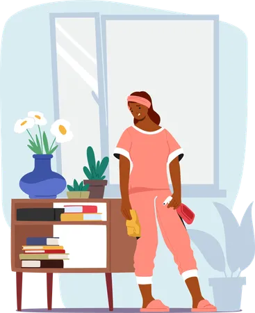 Exhausted Housewife With Weary Eyes And Aching Back Triumphs Over Domestic Chaos Gleaming Floors Stand As Silent Witnesses To Her Relentless Pursuit Of Cleanliness And Order Vector Illustration Illustration