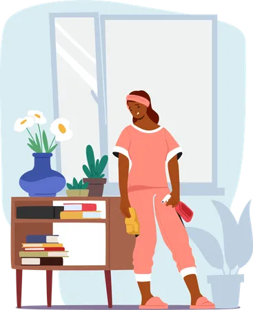 Exhausted Housewife Gleaming Floors  Illustration