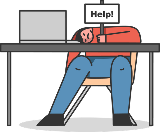 Exhausted tired businessman needs help Illustration