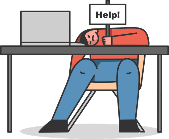 Exhausted tired businessman needs help  Illustration