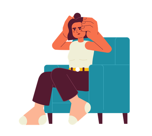 Exhausted woman in armchair  Illustration