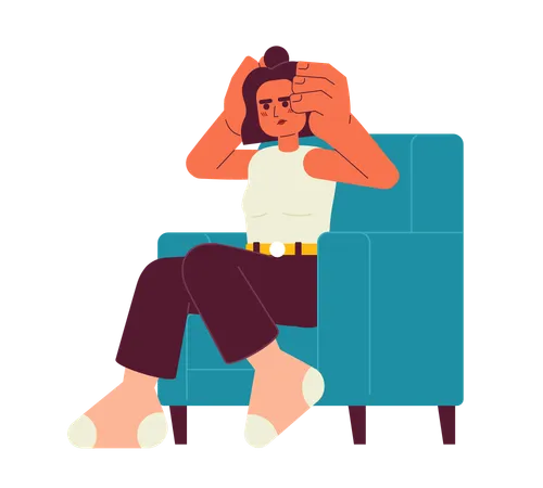 Exhausted woman in armchair  Illustration