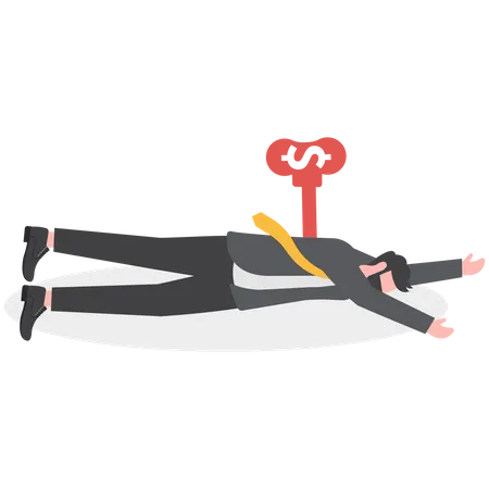 Exhaustion Businessman With Wind Up Key In His Back Overwork And Burnout Metaphor Illustration