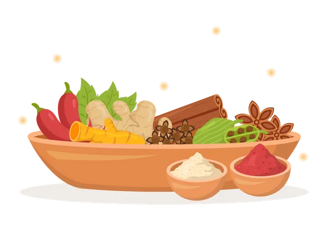 Exotic spices for seasoning Illustration