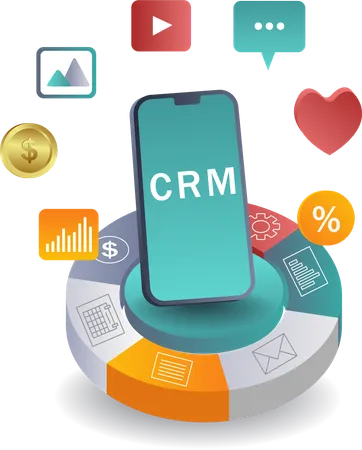 Expandiendo el negocio con sistemas de red CRM  Ilustración