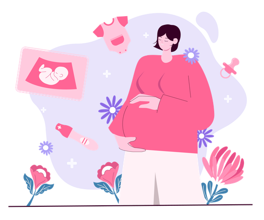 Expectant mother after in vitro fertilization  Illustration