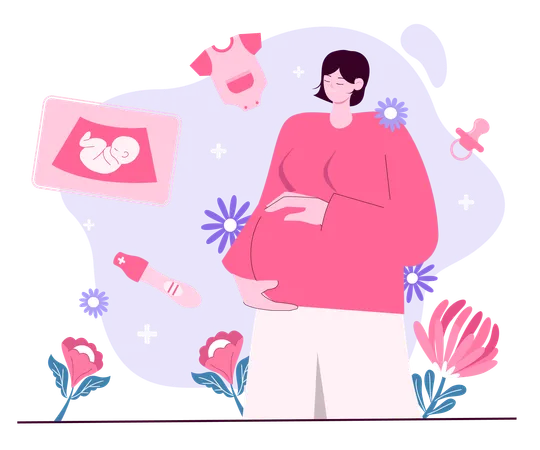 Expectant mother after in vitro fertilization  Illustration