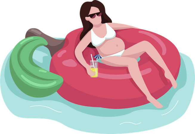 Expectant woman in sunglasses Illustration